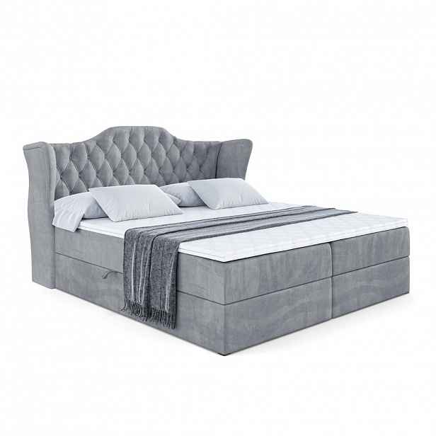 ALTDECOR AMERICKÁ postel s matrací H3 a roštem – VILA – 200 x 200 cm, šedá
