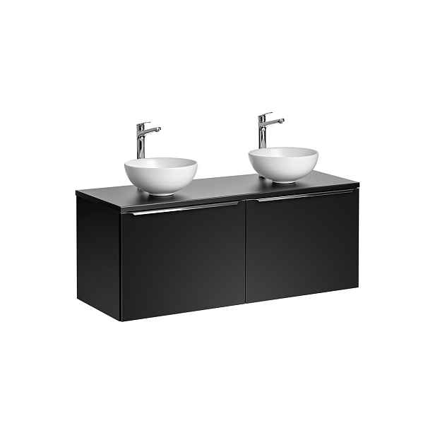 Comad Závěsná skříňka SantaFe Domi s deskou a umyvadly 120 cm černá