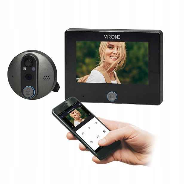 Kukátko 4,3'' Hd WiFi Tuya, senzor pohybu, microSD