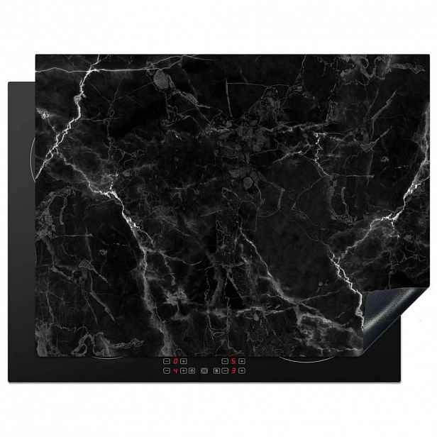 MuchoWow KRYT NA INDUKČNÍ DESKU Mramor - Černá - Bílá - Textura - Mramorový vzhled 77x59 cm