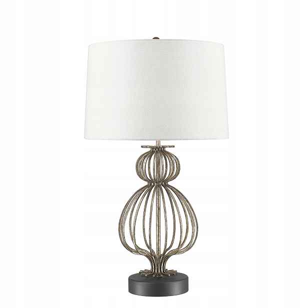 Stolní lampa Art Deco zestárlá stříbrná drátěná s stínítkem Gilded Nola