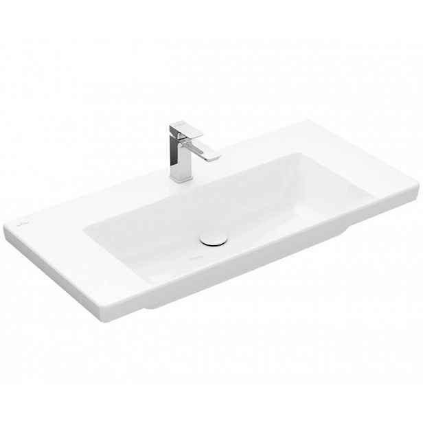Villeroy & Boch Subway 3.0 - Umyvadlo 100x47 cm, bez přepadu, otvor pro baterii, CeramicPlus, Stone White 4A70A2RW