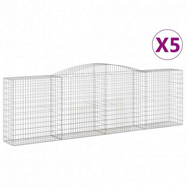vidaXL Klenuté gabionové koše 5 ks 400x50x120/140cm pozinkované železo