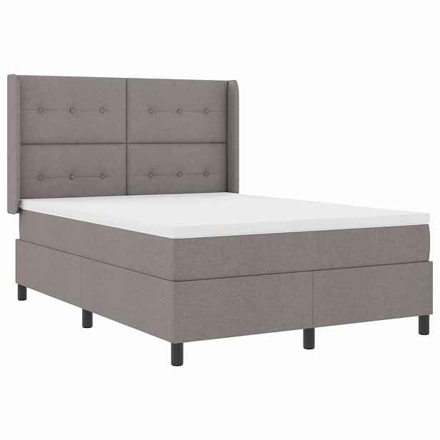 vidaXL LED box pružinová postel s čelo Taupe 140 x 190 cm textil