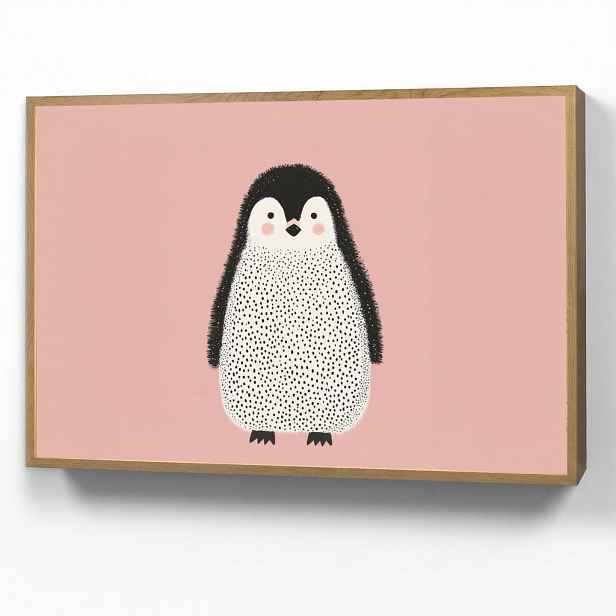 OnlyWow DOBÍJECÍ NOČNÍ LAMPIČKA Tučňák - Tečky - Minimalistický - Růžový 90x60 cm
