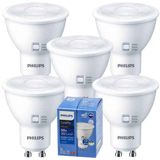 Philips Led žárovka GU10 4,8W 50W 360lm 2700K, 3000K, 4000K CorePro Cct 5x