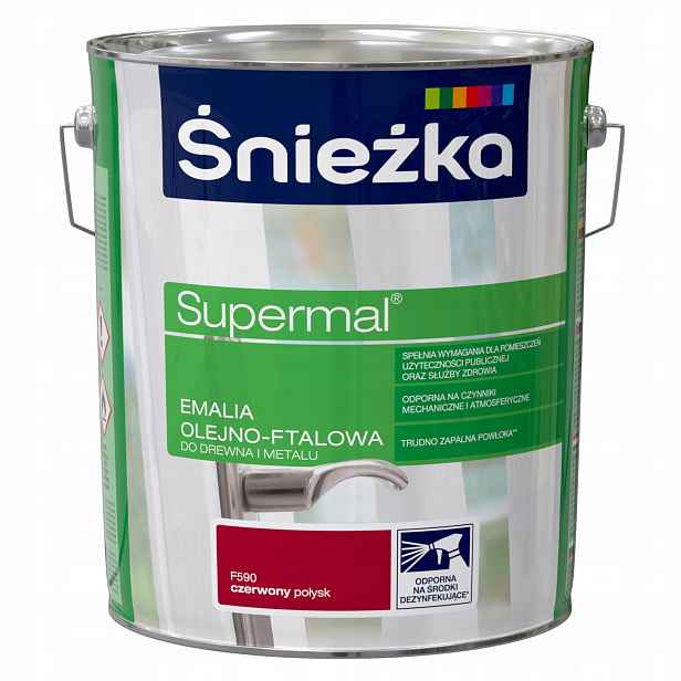 Śnieżka Supermal Olejovo-ftalová Smaltovaná Červená Lesklá 10 L F590