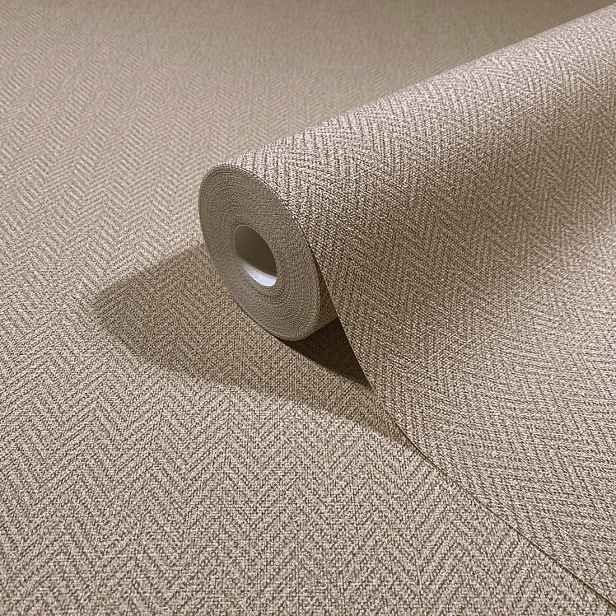 Světle hnědá vinylová jedlová tapeta na flizelině s strukturou 10 M X 106 CM