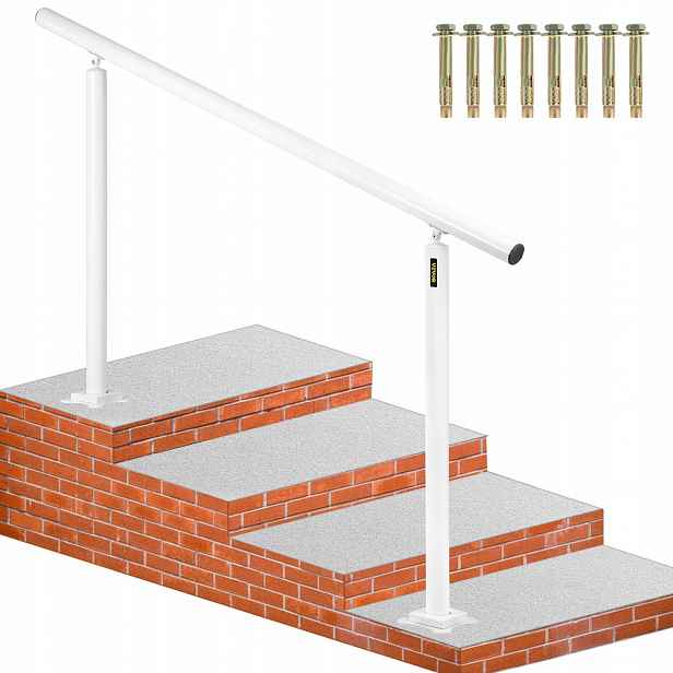 Vnější schodišťové zábradlí 152 cm nastavitelné o 0-5 stupňů, bílá hliníková barva