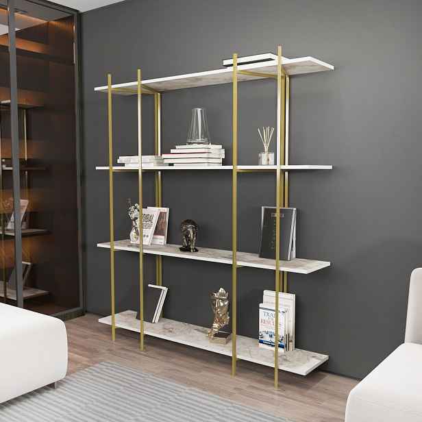 Knihovna Moss - White, Gold