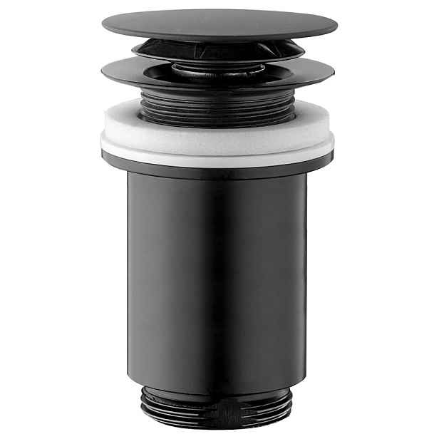 Omp Tea Umyvadlová výpust 5/4“, click-clack, velká zátka, max 80mm, černá mat