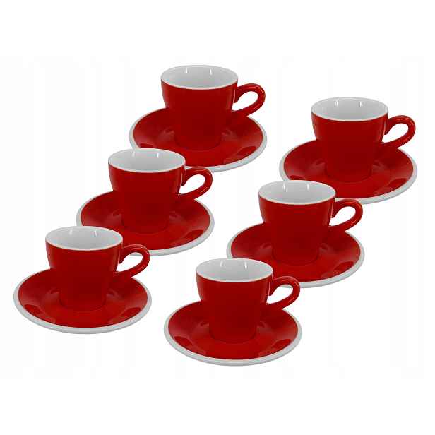 Set 6 ks Presso šálek s podšálkem Milano, 75 ml, červený