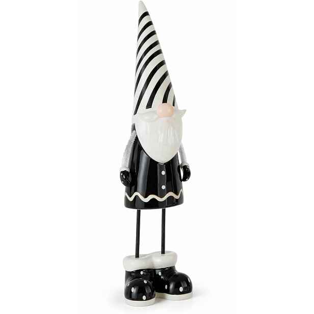 Vánoční skřítek STRIPE GNOME 41 cm, černo-bílý