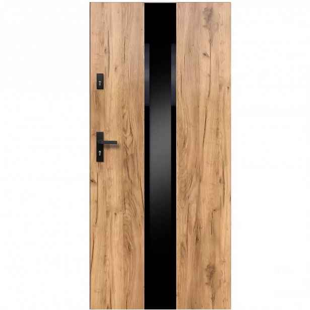 Vchodové dveře Neptun P55 90L dub sonoma černá inox/grafitová 2070x1000x55 mm
