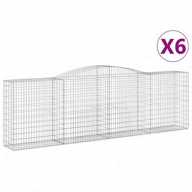 vidaXL Klenuté gabionové koše 6 ks 400x50x120/140cm pozinkované železo