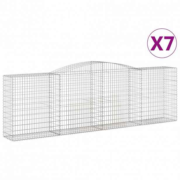 vidaXL Klenuté gabionové koše 7 ks 400x50x120/140cm pozinkované železo