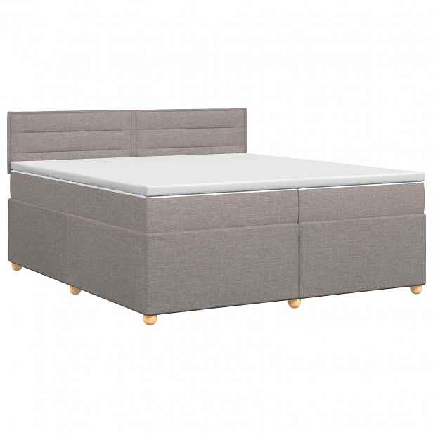vidaXL Postel boxspring s matrací s čelo Taupe 200 x 200 cm Textil
