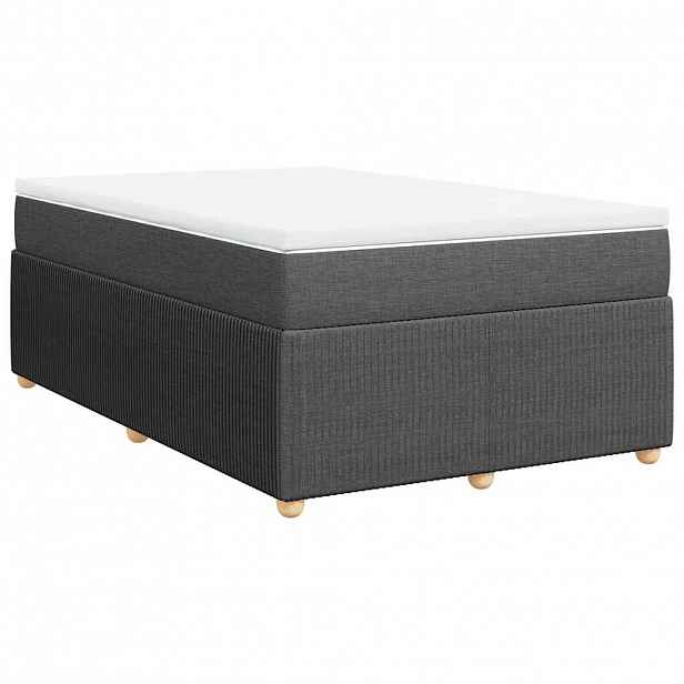 vidaXL Box spring postel s matrací tmavě šedá 120x190 cm textil