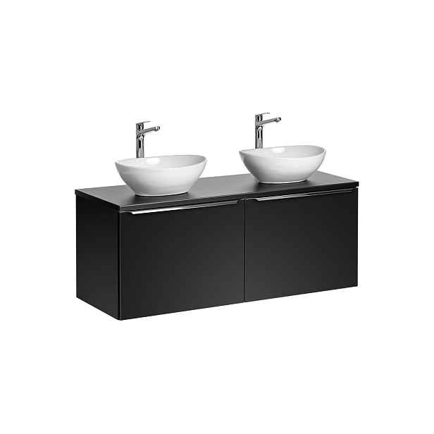 Comad Závěsná skříňka SantaFe Lola s deskou a umyvadly 120 cm černá