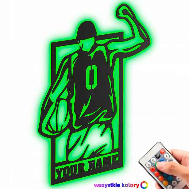 Dřevěný 3D obraz Basketbalista s vaším textem Nástěnná Noční Lampa Led