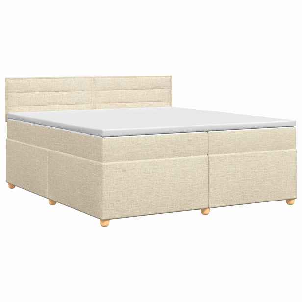 vidaXL Postel boxspring s matrací s čelo Krémová 200 x 200 cm Textil