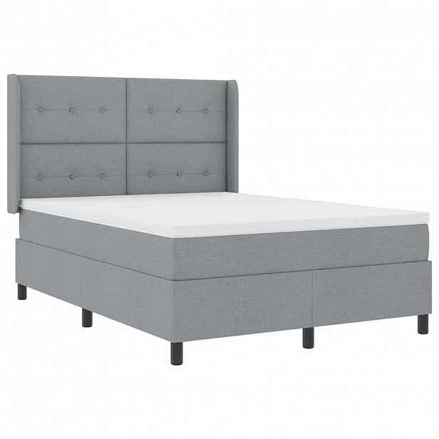 vidaXL LED box pružinová postel s čelo Světle šedá 140 x 200 cm textil