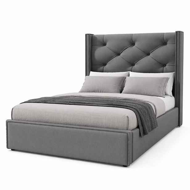 CHICFURN ČALOUNĚNÁ POSTEL 90/200 cm v šedé barvě s úložným prostorem a matrací