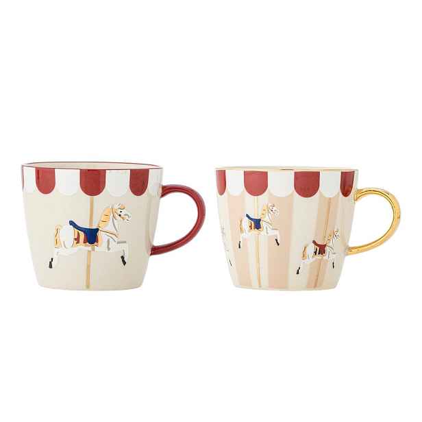 Kameninové hrnky v sadě 2 ks s vánočním motivem 380 ml Merry-go-round – Bloomingville