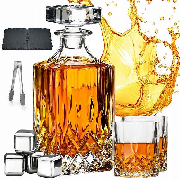 Karafa Se Skleněným Korkem Elegantní Na Whisky Jako Dárek Bimber Brandy