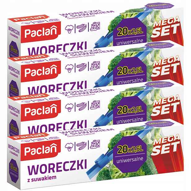 Paclan Sáčky s strunovým posuvníkem 2,5L x 80 ks Set