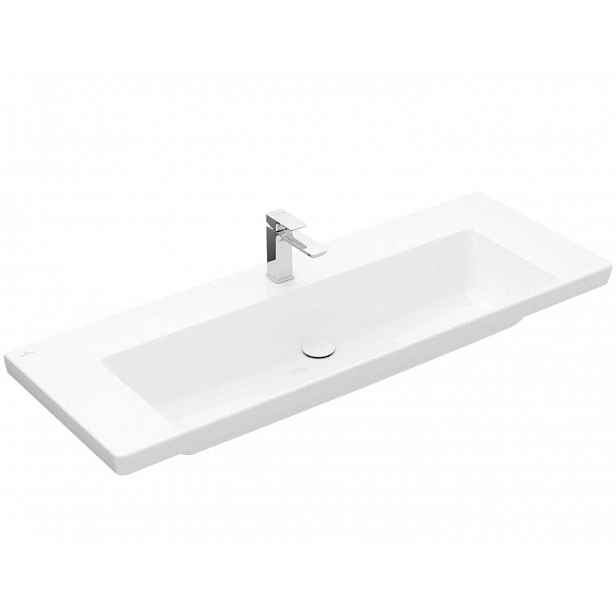 Villeroy & Boch Subway 3.0 - Umyvadlo 130x47 cm, bez přepadu, otvor pro baterii, alpská bílá 4A70D201
