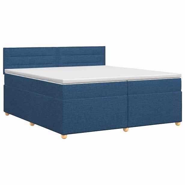 vidaXL Postel boxspring s matrací s čelo Modrá 200 x 200 cm Textil