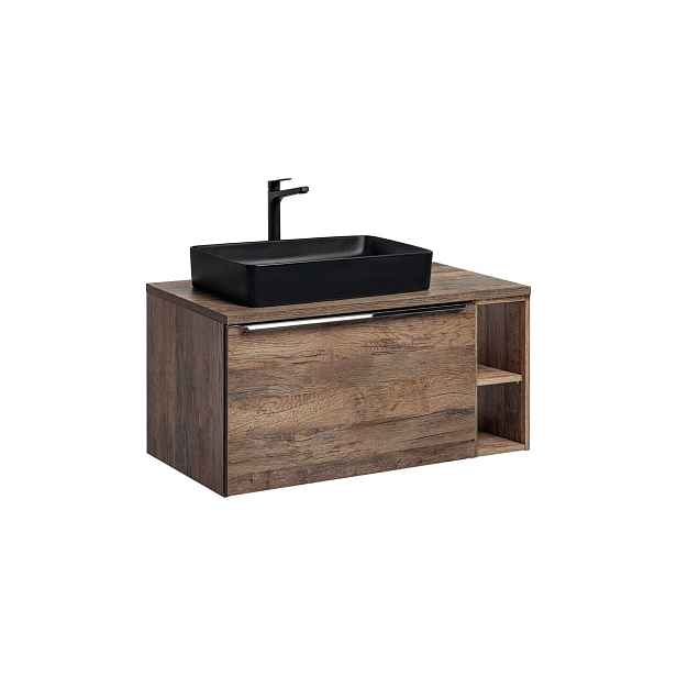 Comad Závěsná skříňka SantaFe Slim s deskou a umyvadlem 100 cm dub santa fe vintage/černá
