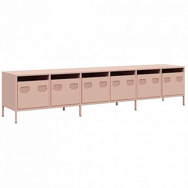vidaXL TV skříňka růžová 202 x 39 x 43,5 cm ocel válcovaná za studena