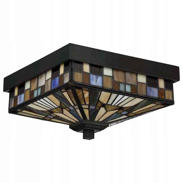 Stropní Svítidlo venkovní vitrážový art deco hnědý retro vintage IP44 Quoizel