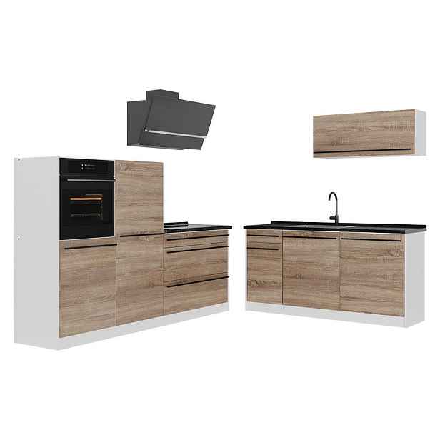 Vicco KUCHYŇSKÝ KOUT R-Line, Sonoma/Bílá, 220 cm pracovná doska antracitová