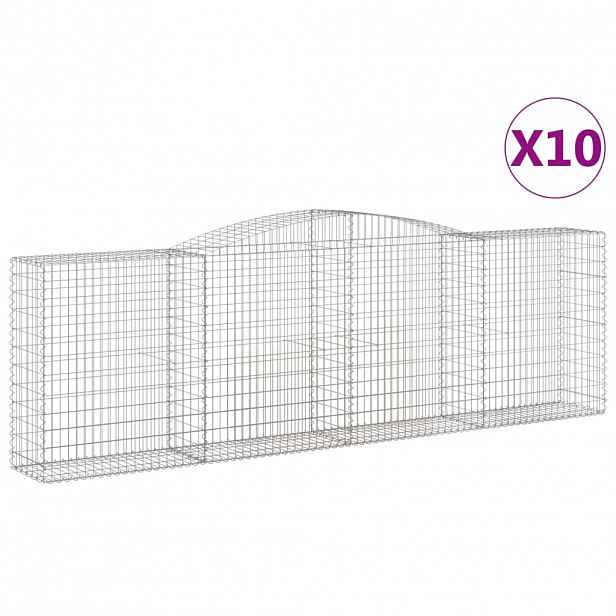 vidaXL Klenuté gabionové koše 10ks 400x50x120/140cm pozinkované železo
