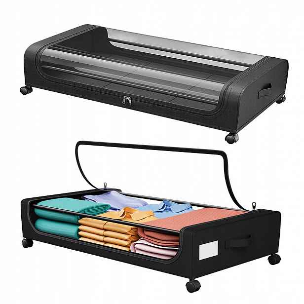 Organizér Pod Postel 78,5X44 CM Pro Uložení Ložního Prádla Se Zámkem, 2 Ks