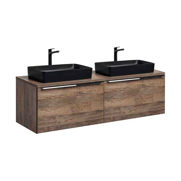 Comad Závěsná skříňka SantaFe Slim s deskou a umyvadly 160 cm dub santa fe vintage