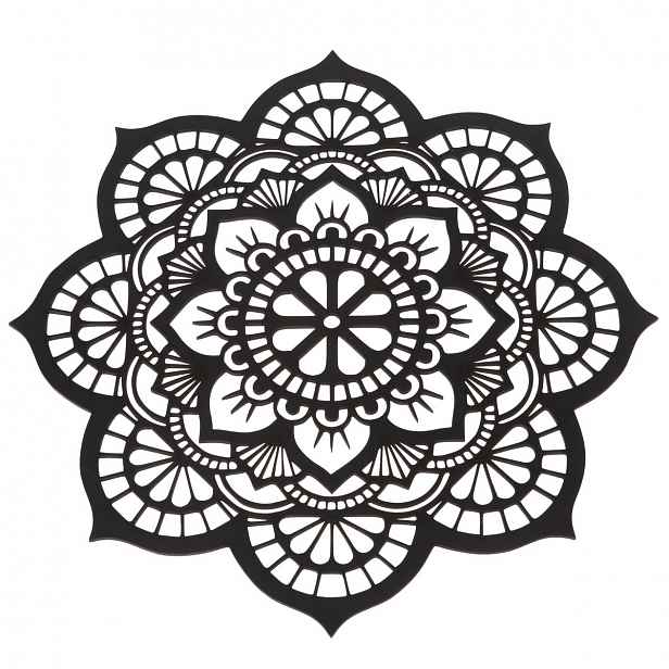 Dřevěná vyřezávaná dekorace na zeď Mandala, 35 x 35 x 1 cm
