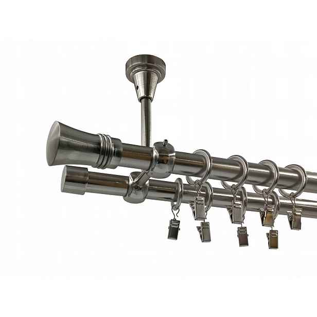 Garnýž Kovový Stropní 19+19 mm galvanizovaný Nikl 140 Cm MIX Koncovek