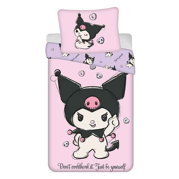 Růžové bavlněné dětské povlečení na jednolůžko 140x200 cm Hello Kitty "Kuromi" – Jerry Fabrics