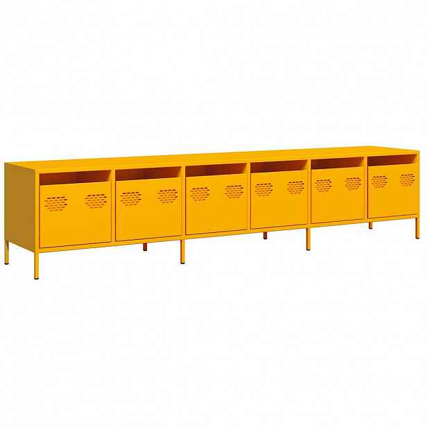 vidaXL TV skříňka žlutá 202 x 39 x 43,5 cm ocel válcovaná za studena