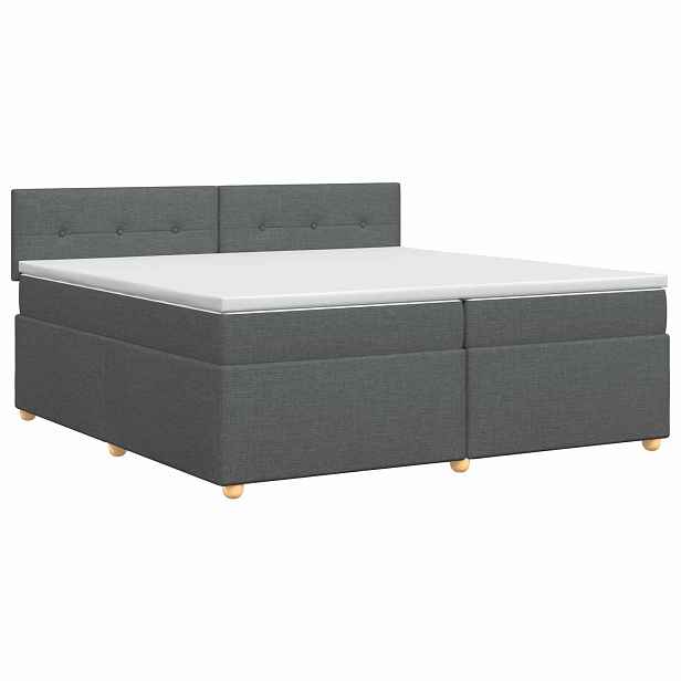 vidaXL Postel boxspring s matrací Tmavě šedá 200 x 200 cm Textil