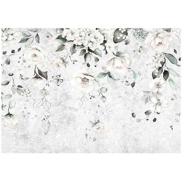 Fototapeta Listy Závěsné Květiny Beton Tapeta Do Obývacího Pokoje Ložnice 254x184