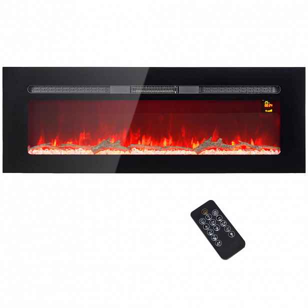 HOMCOM ELEKTRICKÝ KRB s LED 3D efektem plamenů a krystaly ve 3 barvách 1800 W
