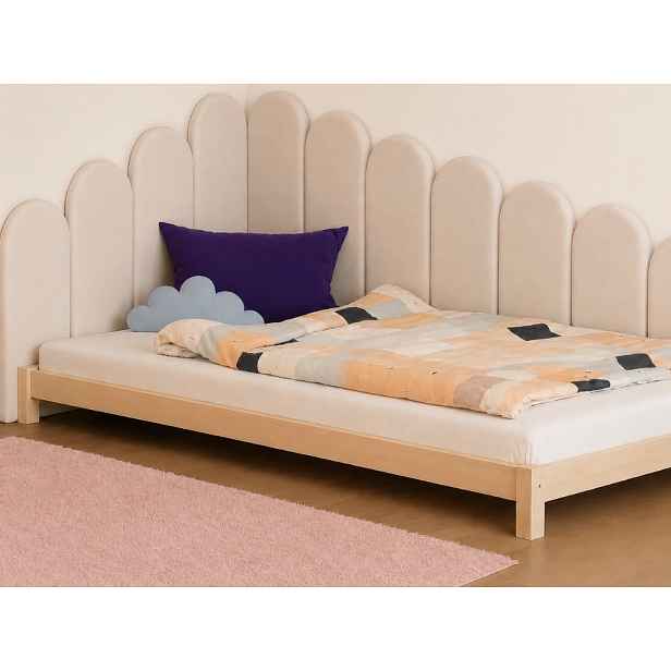 Nástěnný čalouněný panel PLYŠ ve tvaru oblouku Zvolte barvu: Světle šedá, Zvolte rozměr: 30x80 cm, Uchycení na zeď: Se samolepícím suchým zipem