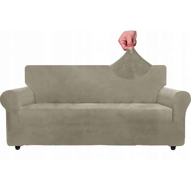 Potah na pohovku 3-místný Velurový Elastický chránič Khaki