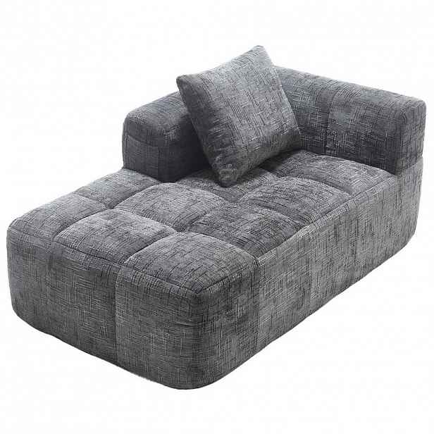 Redom LENOŠKA 158/90/60 cm s polštářem a bočními kapsami, měkký chenille potah, Šedá