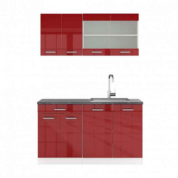 Vicco JEDNOTKOVÁ KUCHYNĚ R-Line Červená vysoký lesk 140 cm , PD Antracit